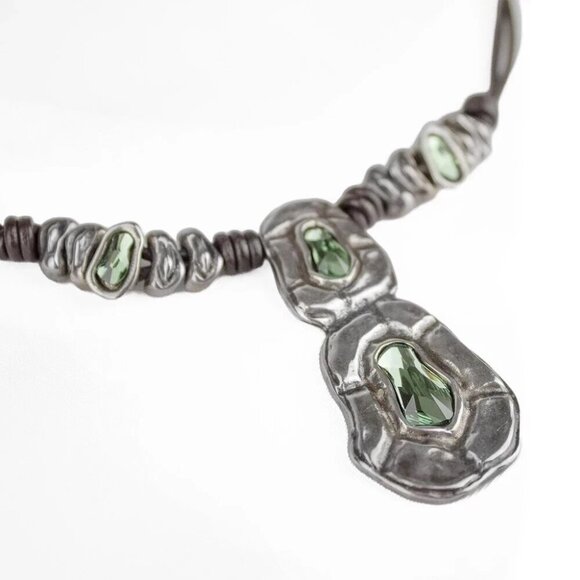 UNO DE 50 Confessions Swarovski Crystal Pendant Leather Necklace BOHO NEW - Picture 2 of 8